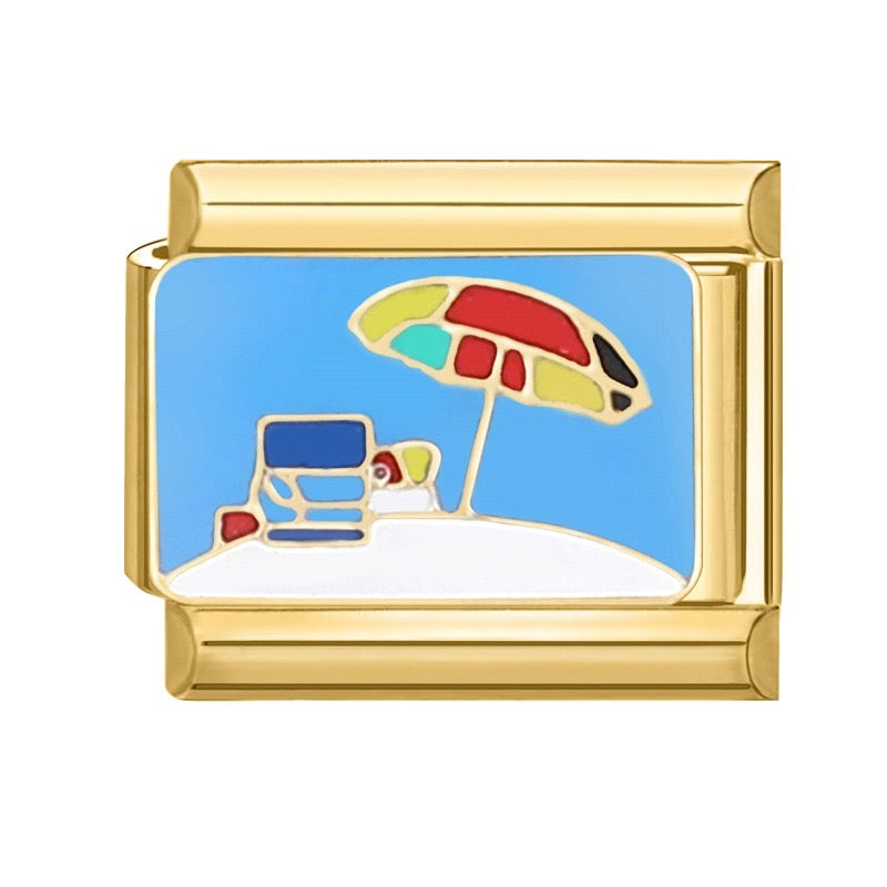 Prívesok Pláž s farebným slnečníkom