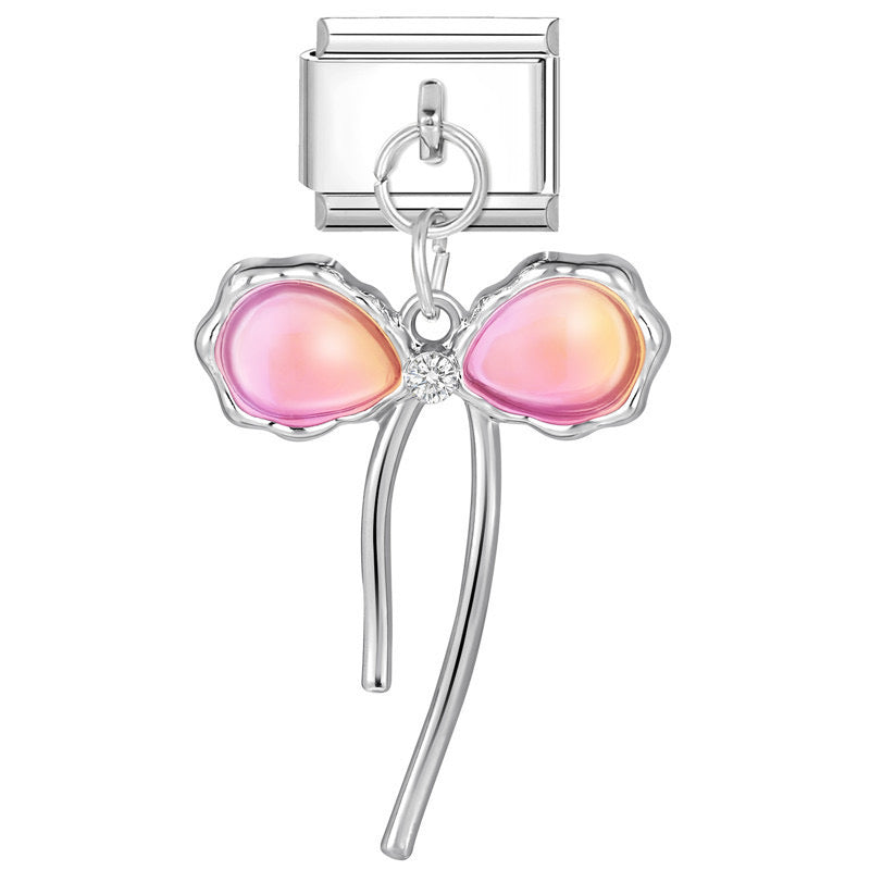 Prívesok Strieborná ružová mašľa