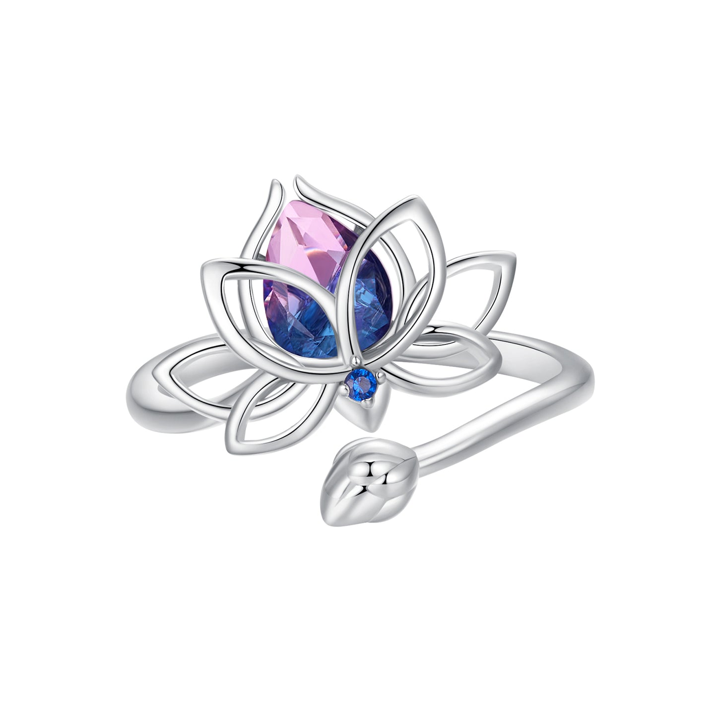 Prsteň Lotus – Striebro 925 s Dvojfarebným Krištáľom