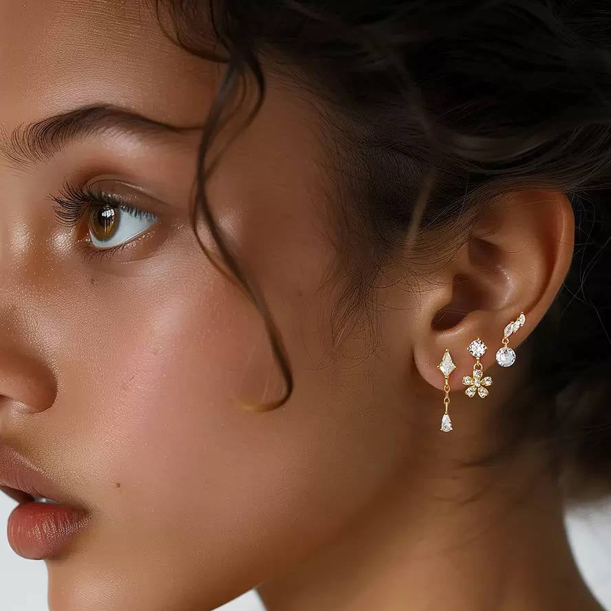 Piercing Náušnica Zirconia Kvet Prívesok Ag 925