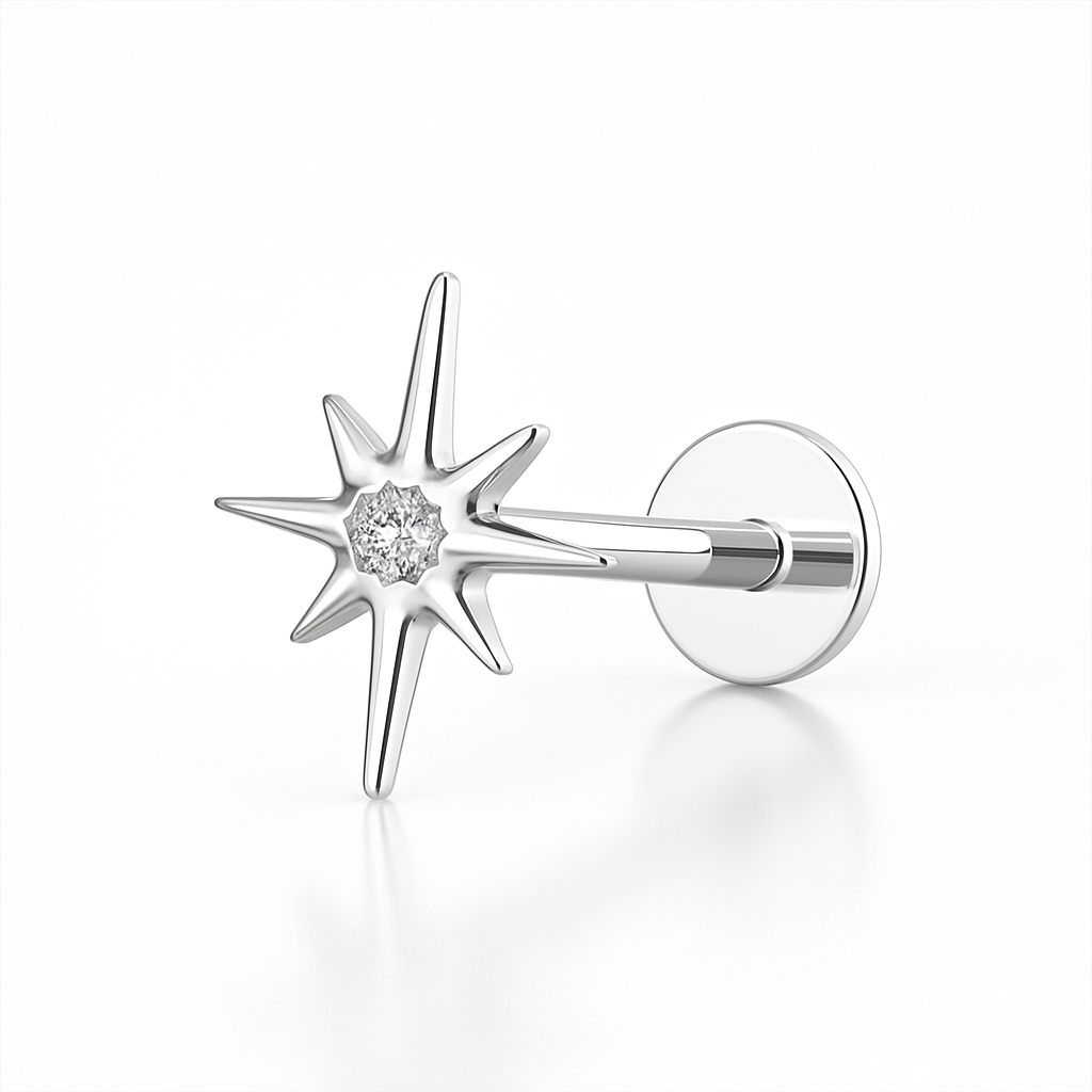 Titánový Labret 'Silver North Star'