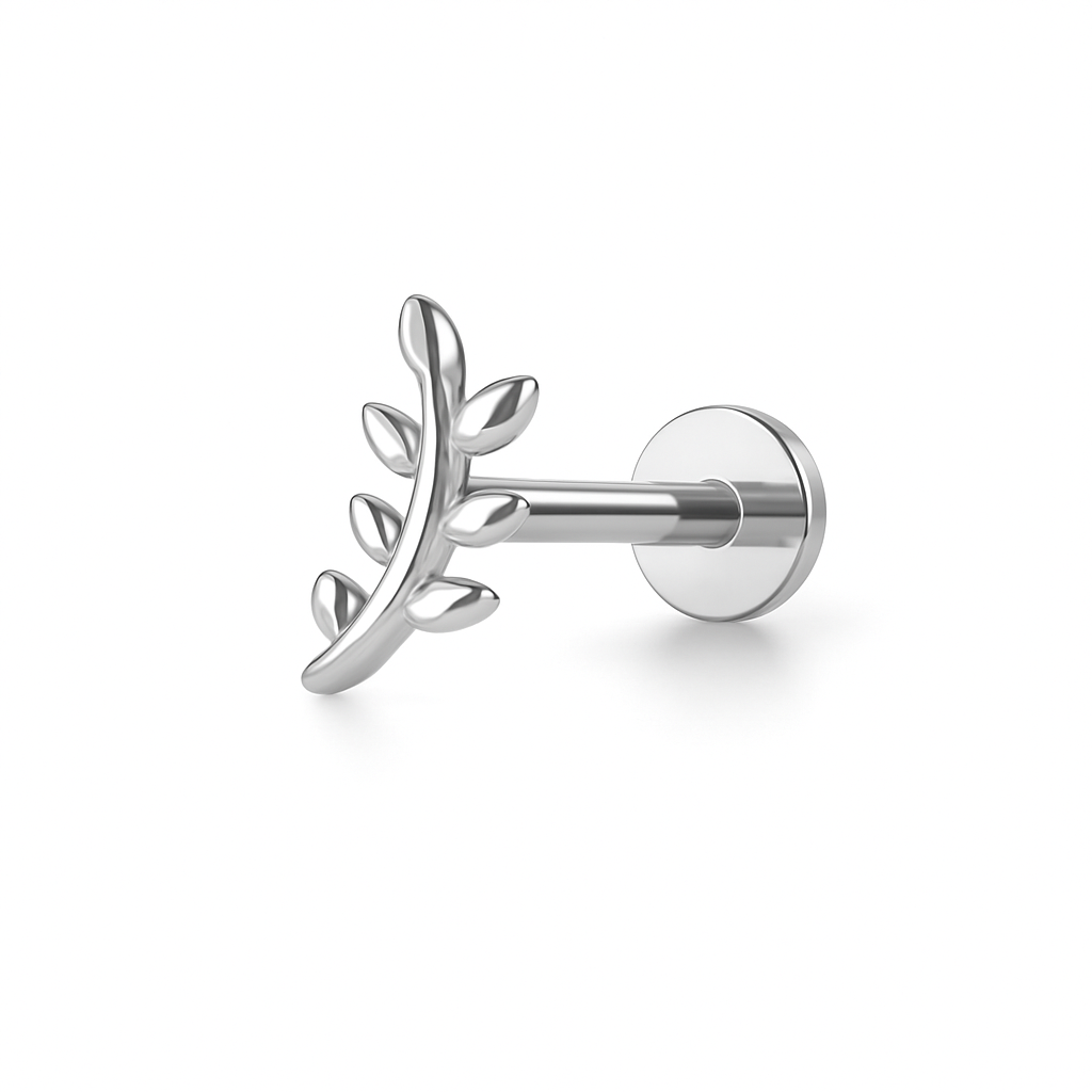 Titánový Labret 'Silver Olive Branch'