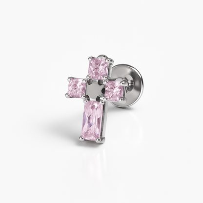 Titánový 'Pink Cross' Labret