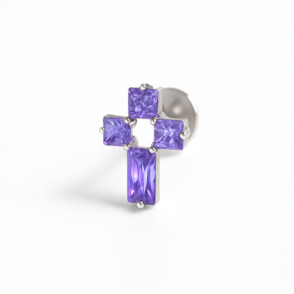 Titánový Labret 'Purple Cross'