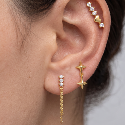 Piercing Náušnica Hviezdy Duo Ag 925