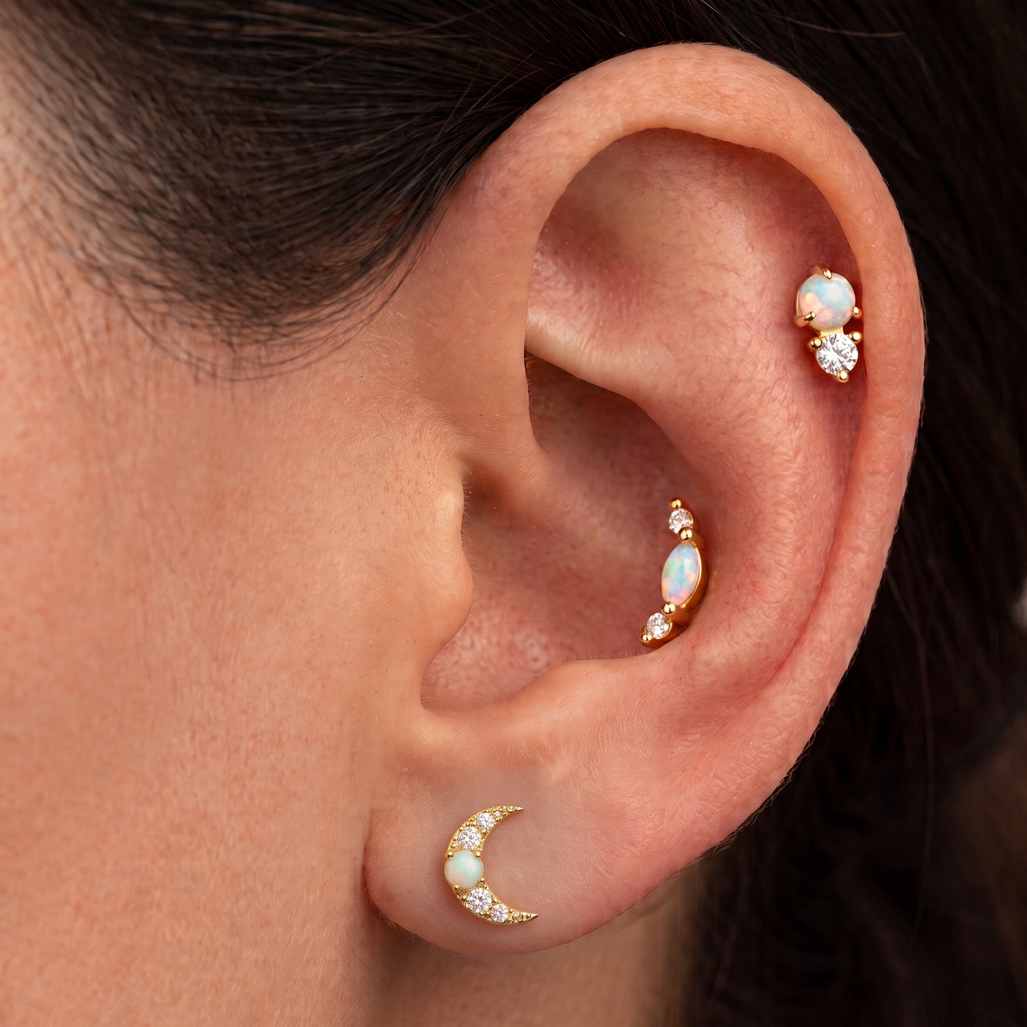 Piercing Náušnica Opal Duo Kryštál Ag 925
