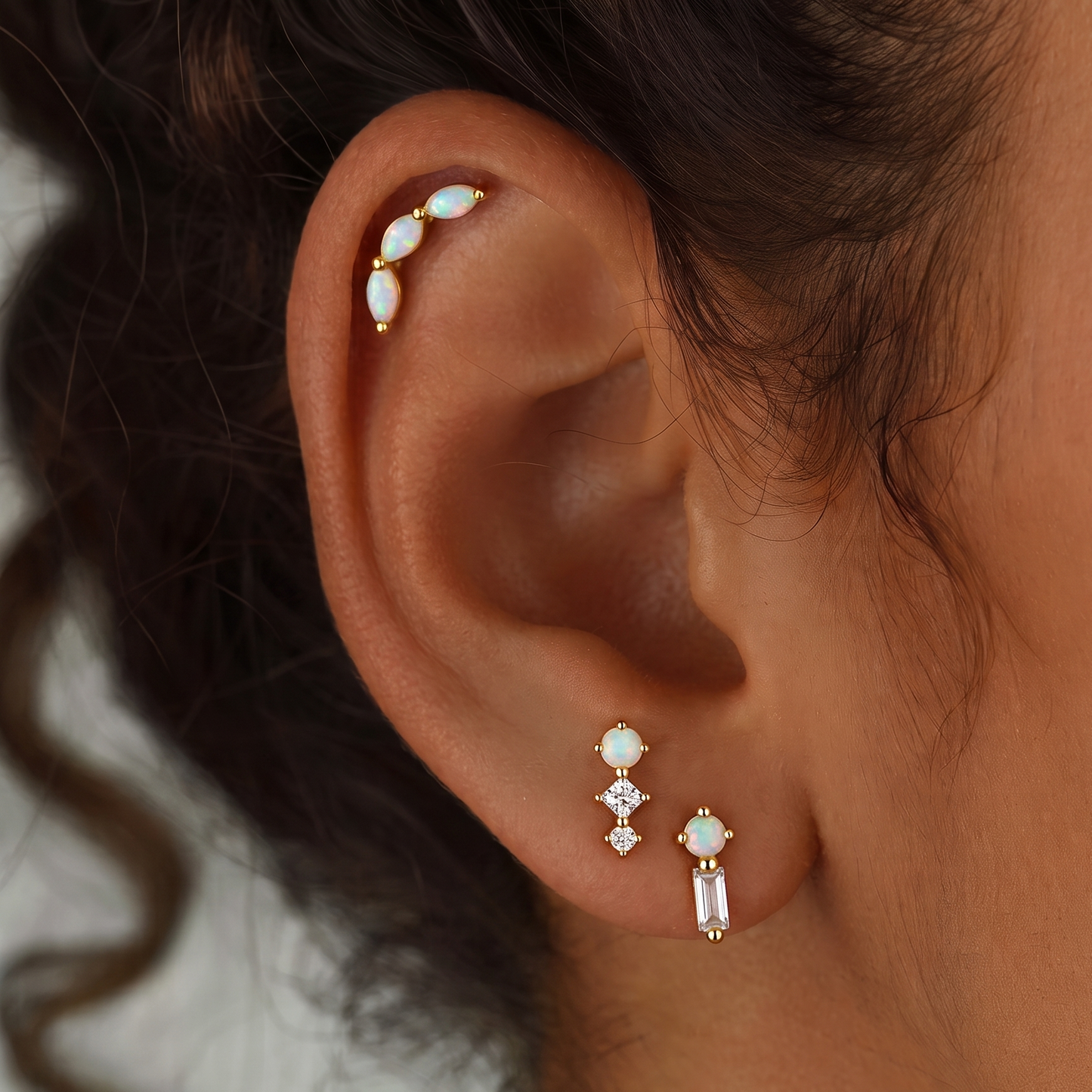 Piercing Náušnica Opal Baguette Ag 925