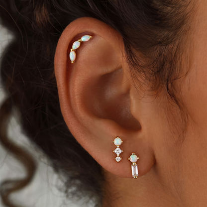 Piercing Náušnica Opal Baguette Ag 925