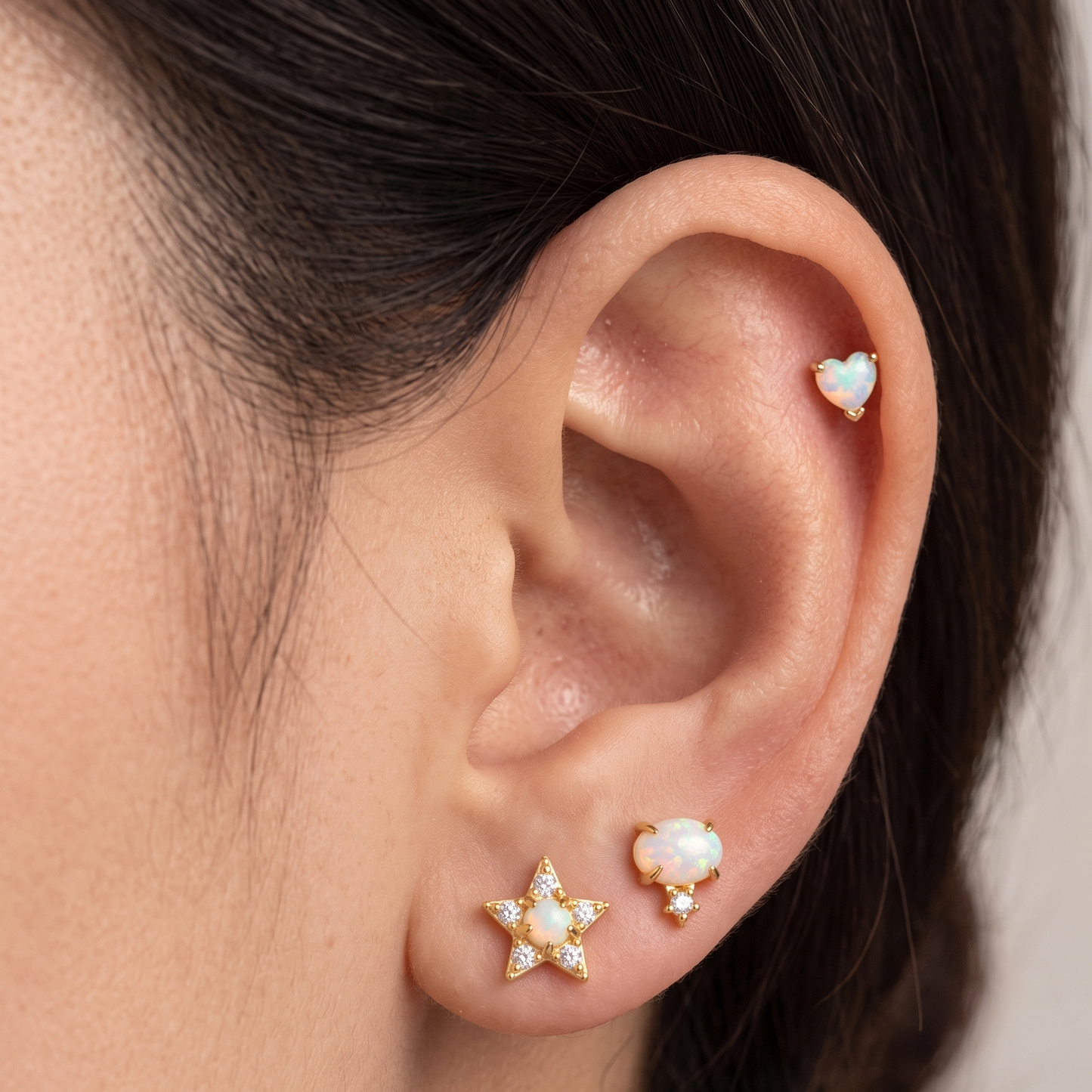 Piercing Náušnica Opal Hviezda Ag 925
