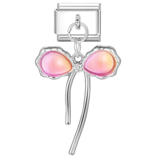 Prívesok Strieborná ružová mašľa