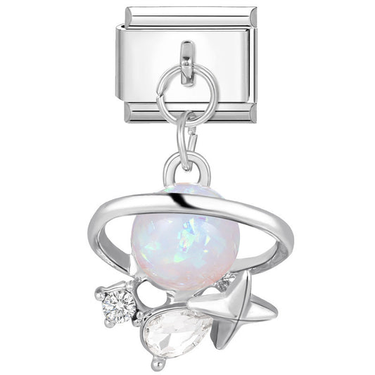 Prívesok Biely opálový planéta s hviezdou