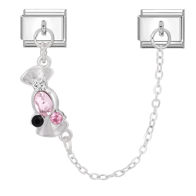 Prívesok Ružová cukríková mašľa s retiazkou