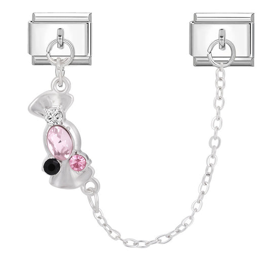 Prívesok Ružová cukríková mašľa s retiazkou