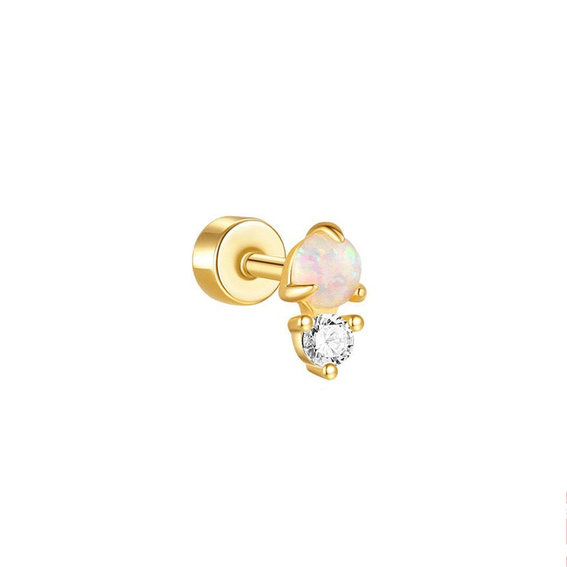 Piercing Náušnica Opal Duo Kryštál Ag 925