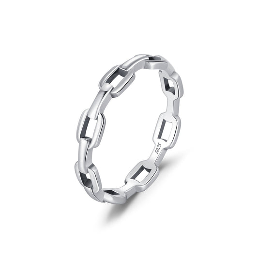 Prsteň Strieborná reťazová elegancia