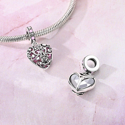 Strom lásky v srdci s ružovým krištáľom