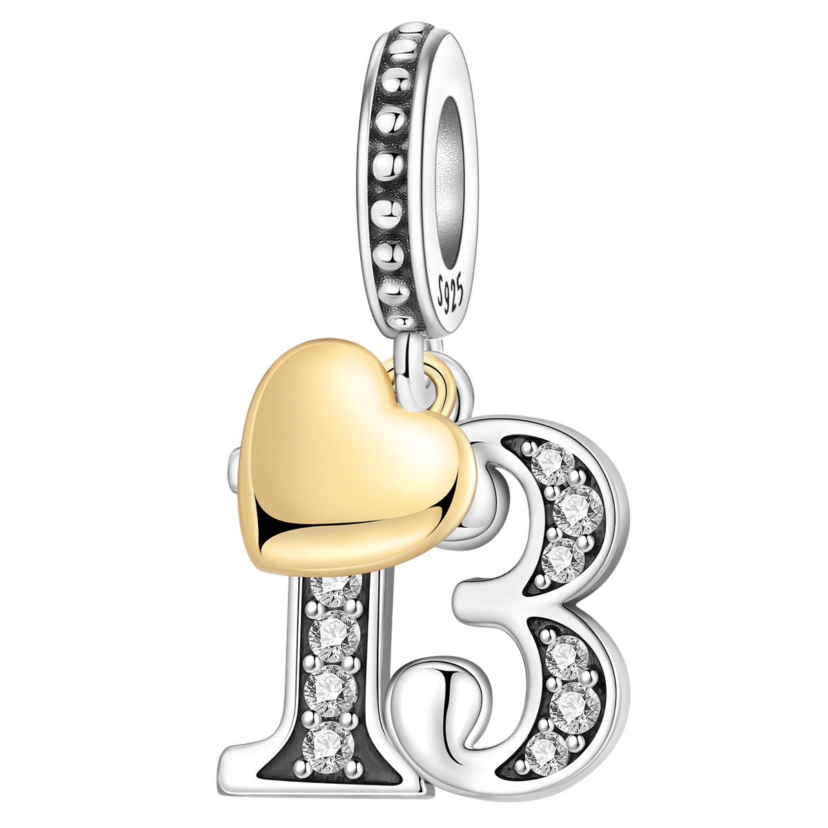 Prívesok Číslo 13 so zlatým srdcom