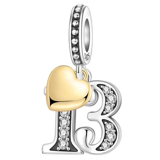 Prívesok Číslo 13 so zlatým srdcom