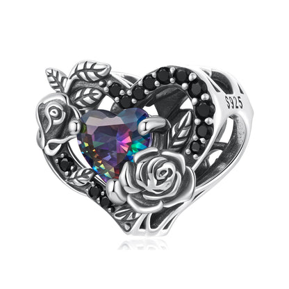Srdce s dúhovým krištáľom a ružami