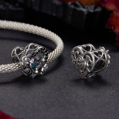 Srdce s dúhovým krištáľom a ružami