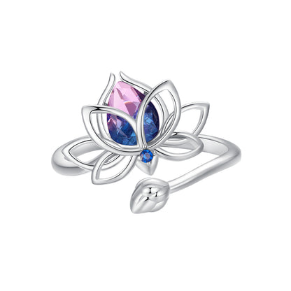 Prsteň Lotus – Striebro 925 s Dvojfarebným Krištáľom