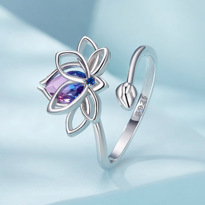 Prsteň Lotus – Striebro 925 s Dvojfarebným Krištáľom