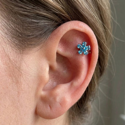 Strieborný 'Azure Bloom' Labret