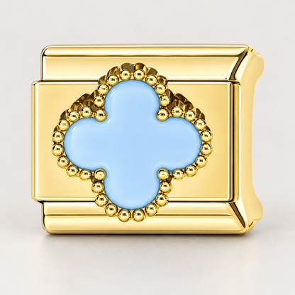 Prívesok Svetlomodrý štvorlístok – Zlatá