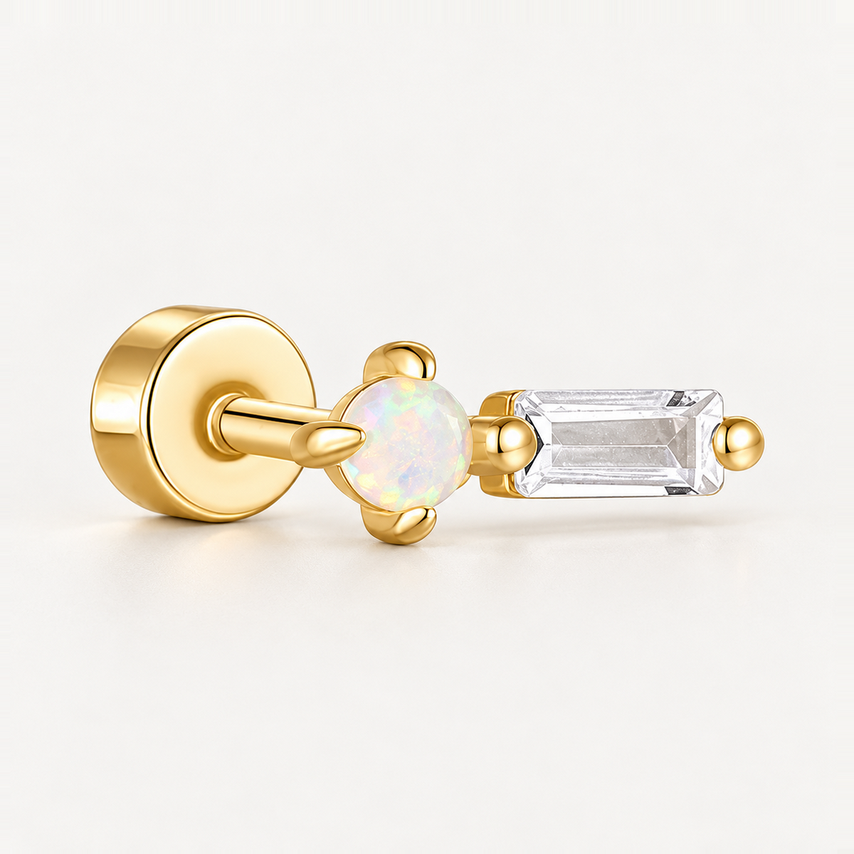 Piercing Náušnica Opal Baguette Ag 925