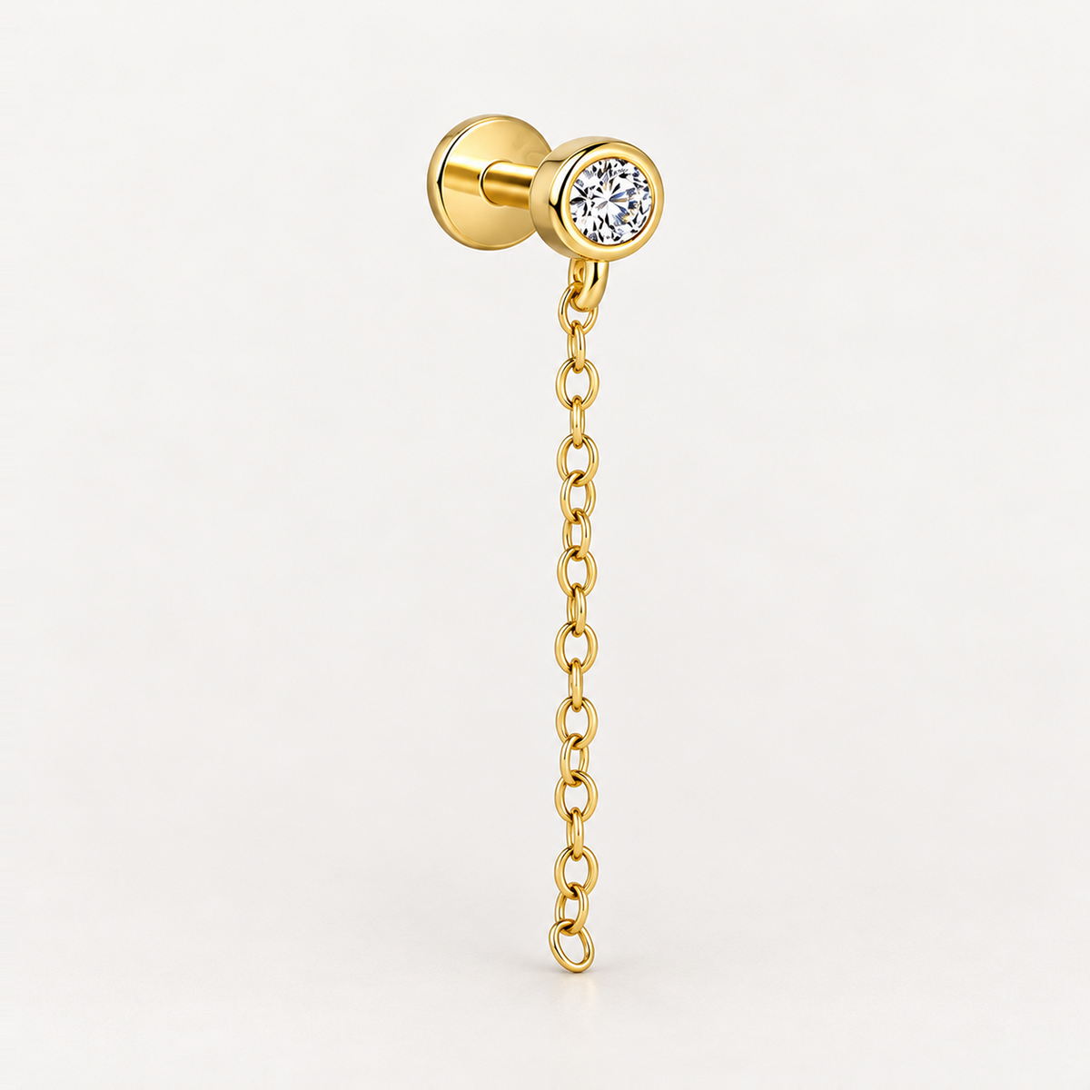 Piercing Náušnica Zirconia Bezel Retiazka Ag 925