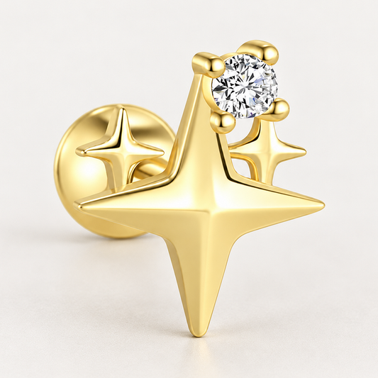 Piercing Náušnica Zirconia Hviezda Ag 925