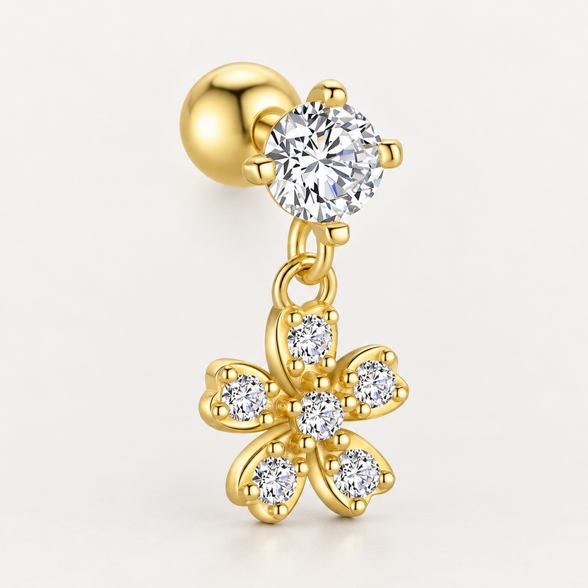 Piercing Náušnica Zirconia Kvet Prívesok Ag 925