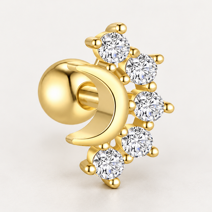 Piercing Náušnica Zirconia Mesiac Ag 925