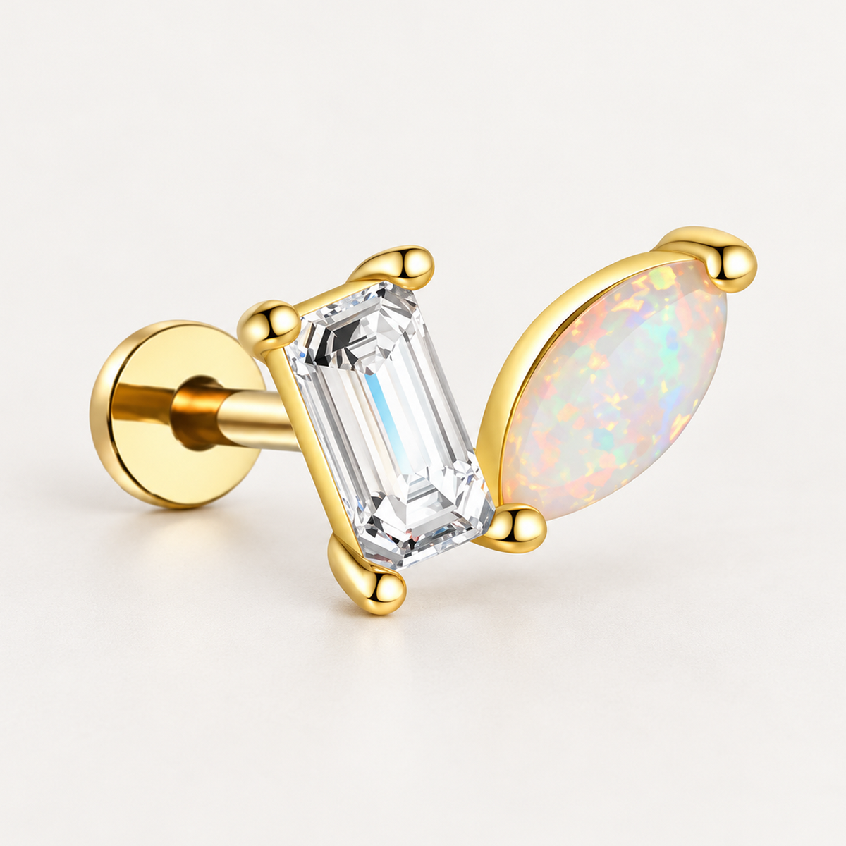 Piercing Náušnica Zirconia Opal Baguette Ag 925