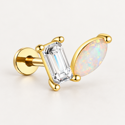 Piercing Náušnica Zirconia Opal Baguette Ag 925