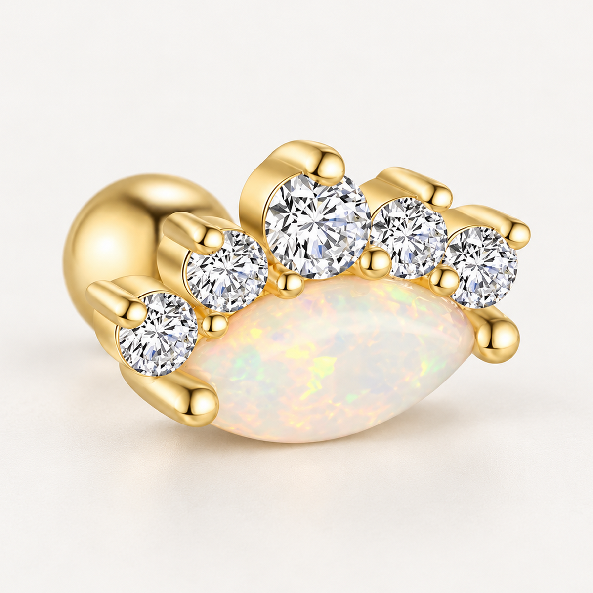 Piercing Náušnica Zirconia Opal Korunka Ag 925