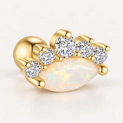 Piercing Náušnica Zirconia Opal Korunka Ag 925