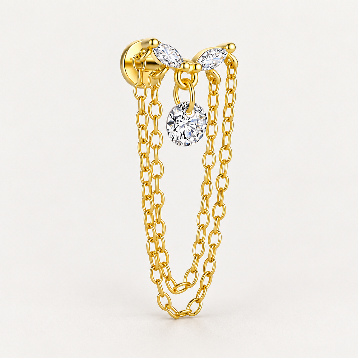 Piercing Náušnica Zirconia Retiazka Duo Ag 925