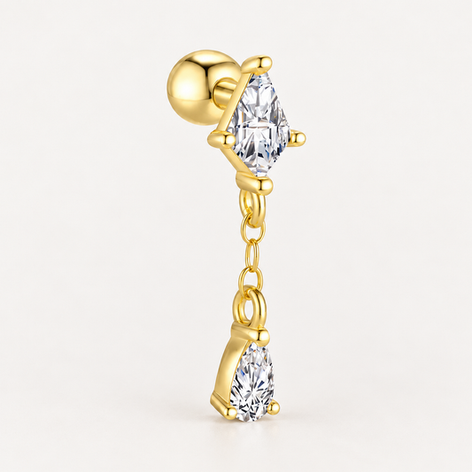 Piercing Náušnica Zirconia Romb Retiazka Ag 925