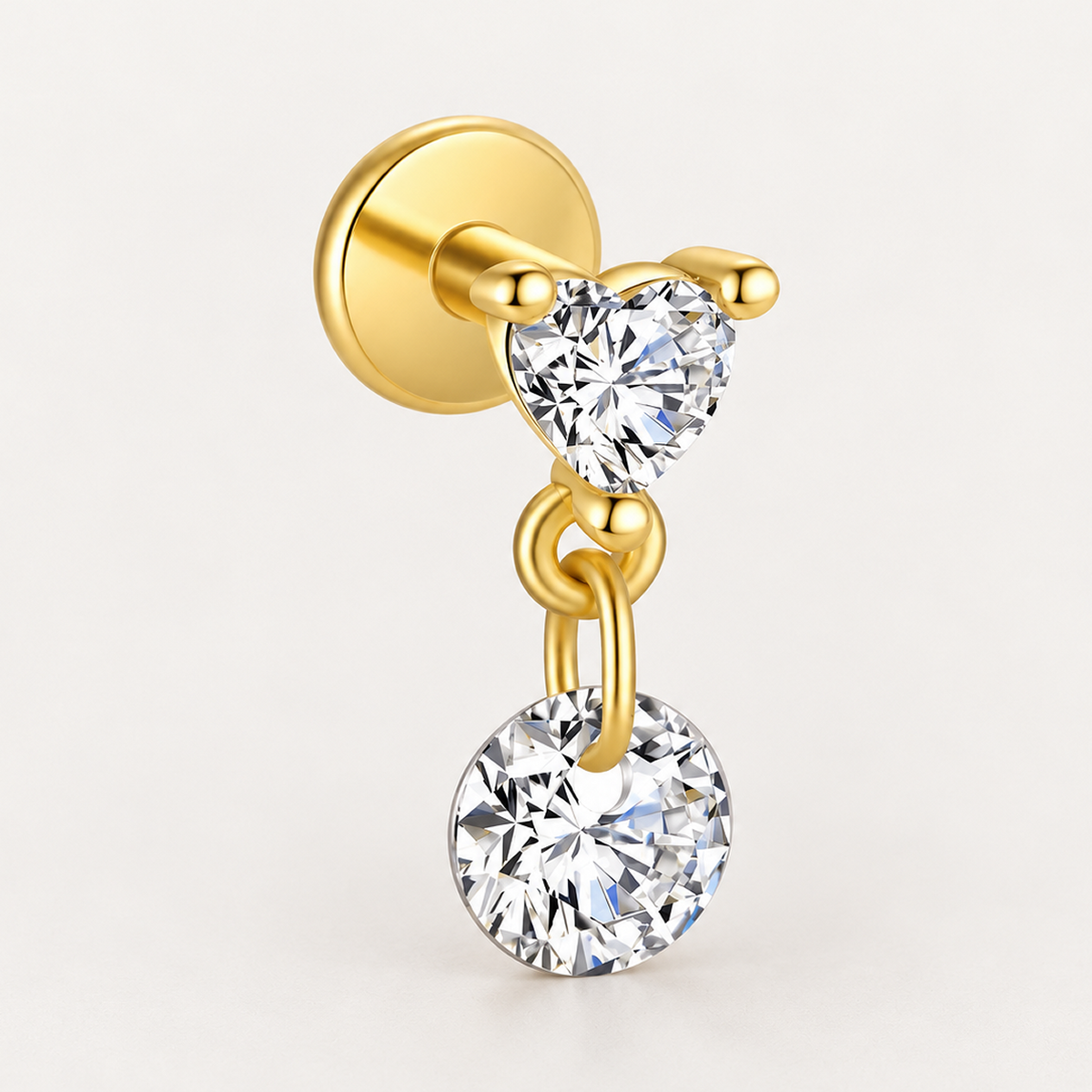 Piercing Náušnica Zirconia Srdce Retiazka Ag 925