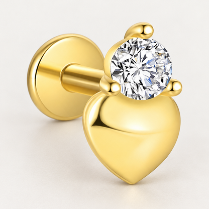 Piercing Náušnica Zirconia Srdce Ag 925