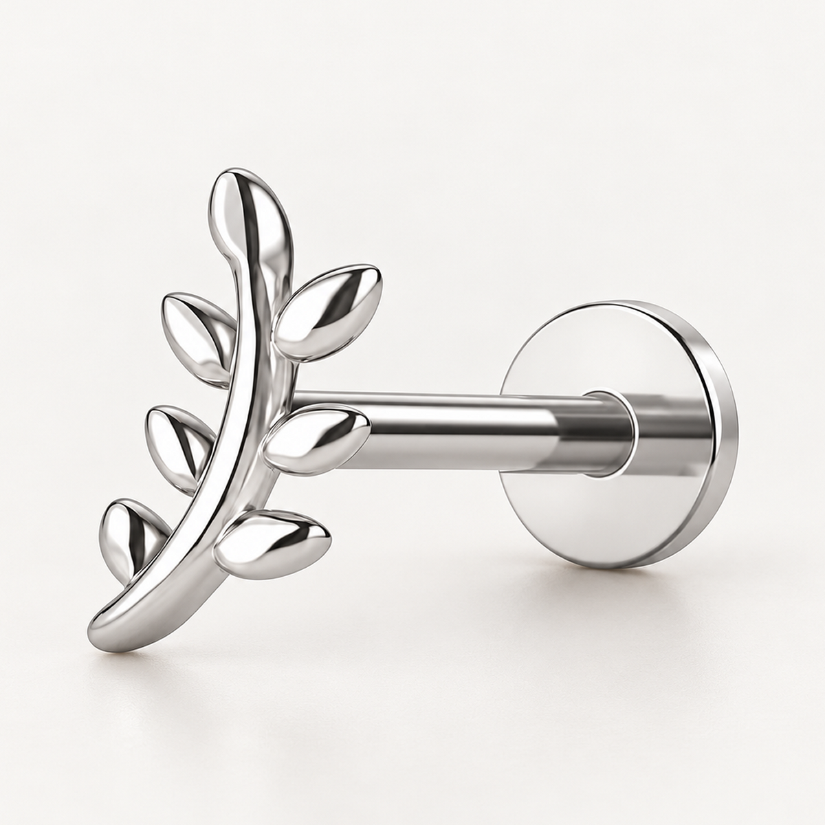 Titánový Labret 'Silver Olive Branch'