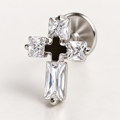 Titánový 'Clear Cross' Labret