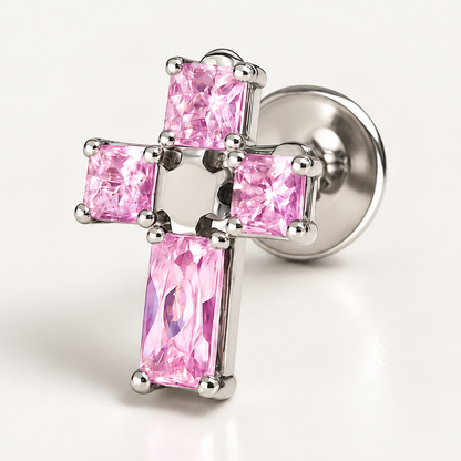 Titánový 'Pink Cross' Labret
