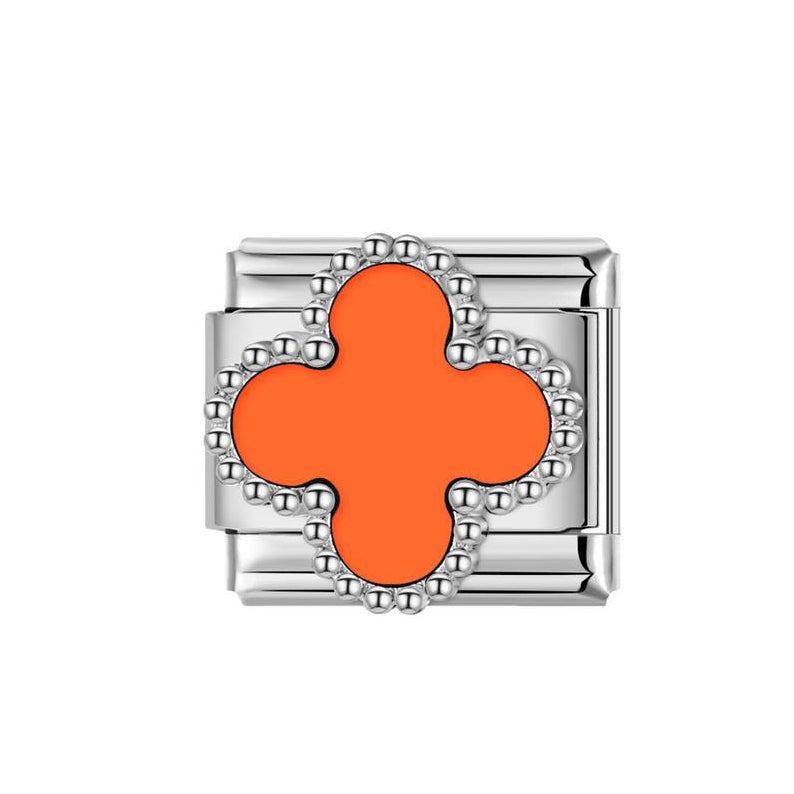 Prívesok Strieborný Oranžový Štvorlístok