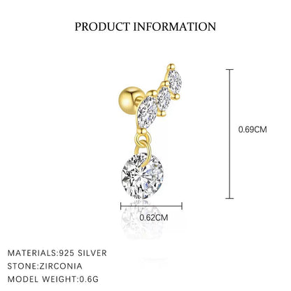 Piercing Náušnica Zirconia Marquise Prívesok S925 Gold