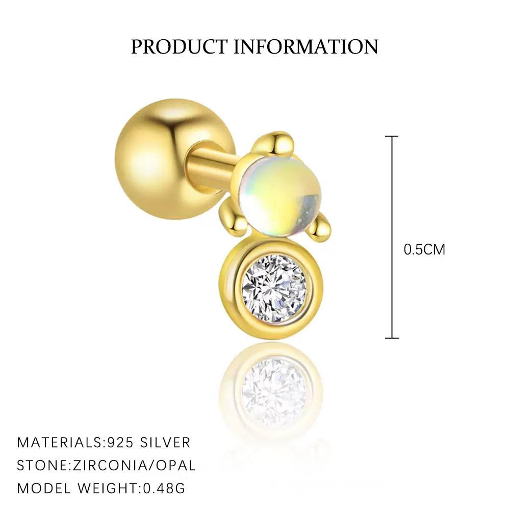 Piercing Náušnica Zirconia Opal S925 Gold