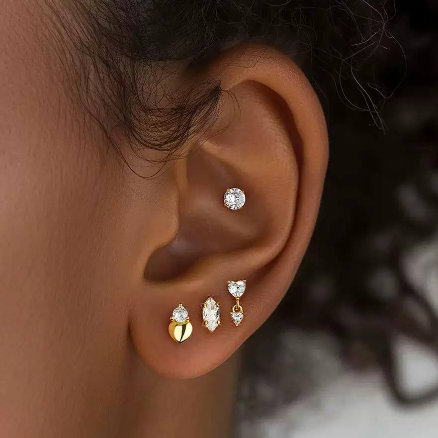 Piercing Náušnica Zirconia Srdce Ag 925