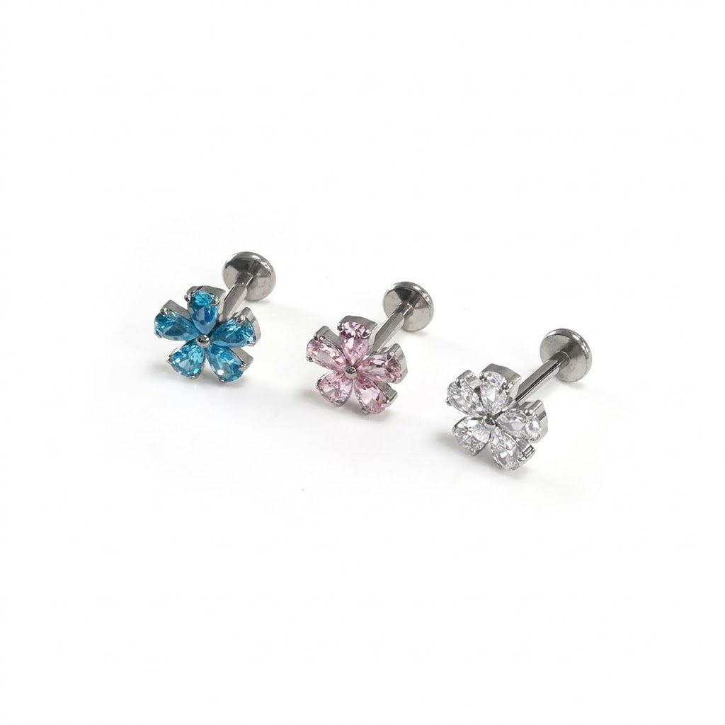 Strieborný 'Diamond Bloom' Labret